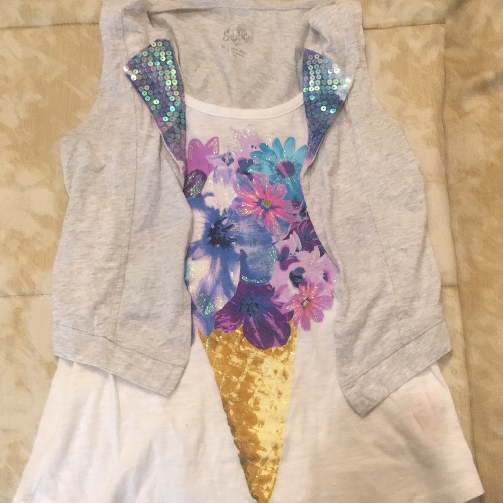 Justice floral ice cream cone shirt size 10